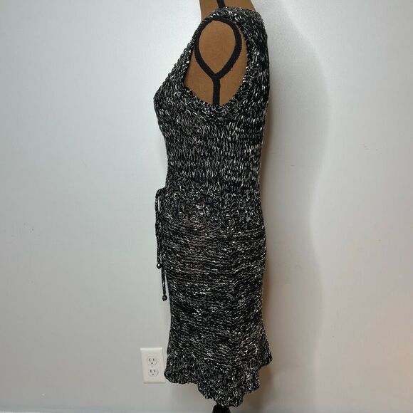 BCBGMaxazria Black Gray Beaded Loose Knit Beachy Sweater Dress, Women’s Medium - Picture 6 of 10